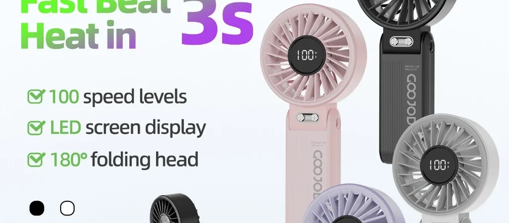Quạt gấp 180° GOOJODOQ mini siêu êm, 100 cấp độ – 269.000đ