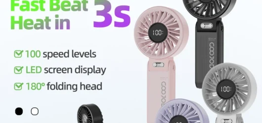 Quạt gấp 180° GOOJODOQ mini siêu êm, 100 cấp độ – 269.000đ