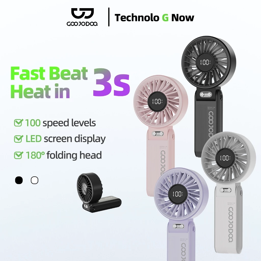Quạt gấp 180° GOOJODOQ mini siêu êm, 100 cấp độ – 269.000đ