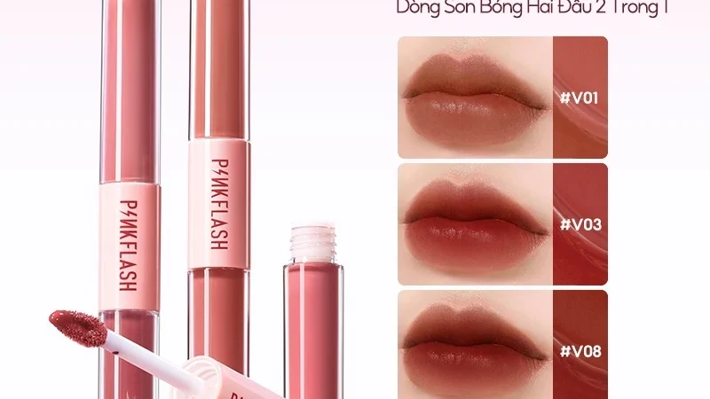 Son kem tint lì hai đầu PINKFLASH — Sắc tố cao, lâu trôi