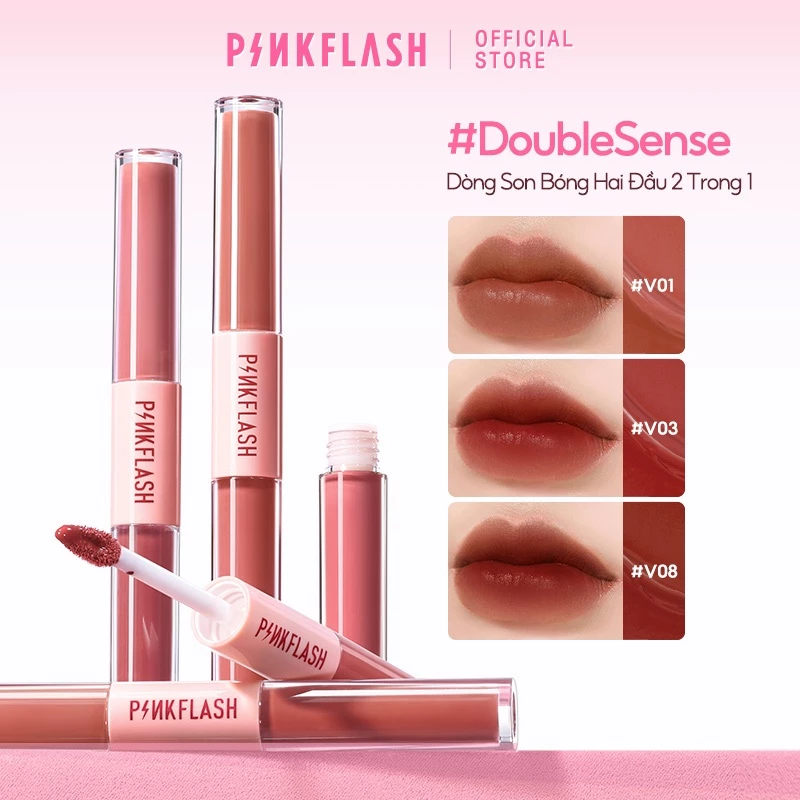 Son kem tint lì hai đầu PINKFLASH — Sắc tố cao, lâu trôi