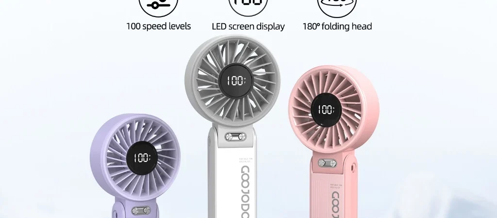 GOOJODOQ Quạt gấp 3-trong-1, im lặng & điều chỉnh 180°