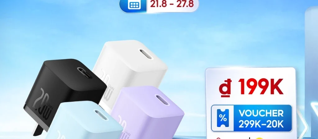 Củ sạc nhanh BASEUS PD 20W GaN5 1C — Tương thích i14/13/12 Pro Max