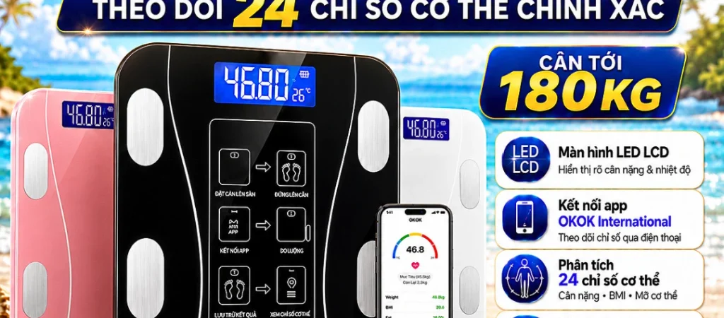 Cân Điện Tử Thông Minh Bluetooth — Sạc USB, Có App