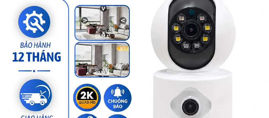 Camera YooSee WiFi 2 mắt xoay 360° – Xem đêm có màu, đàm thoại 2 chiều