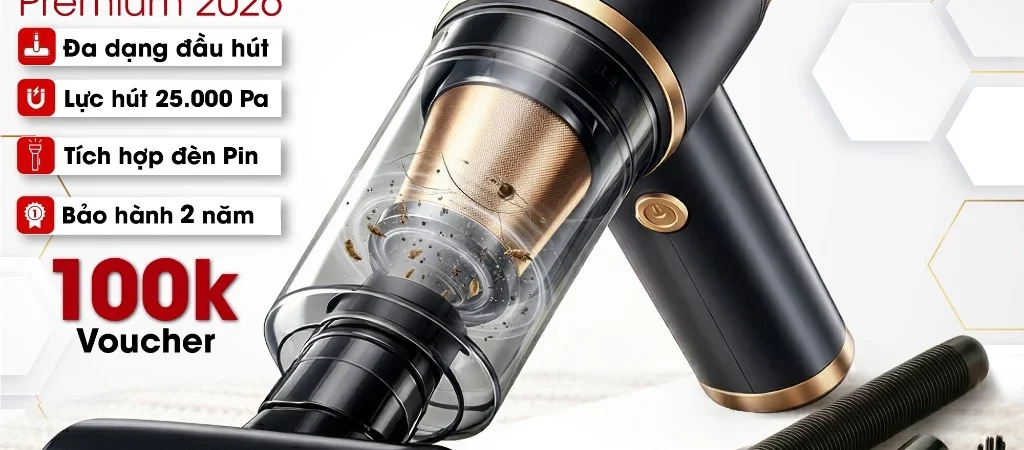 Máy hút bụi cầm tay mini SHANEN – 25.000Pa, hút thổi đa năng