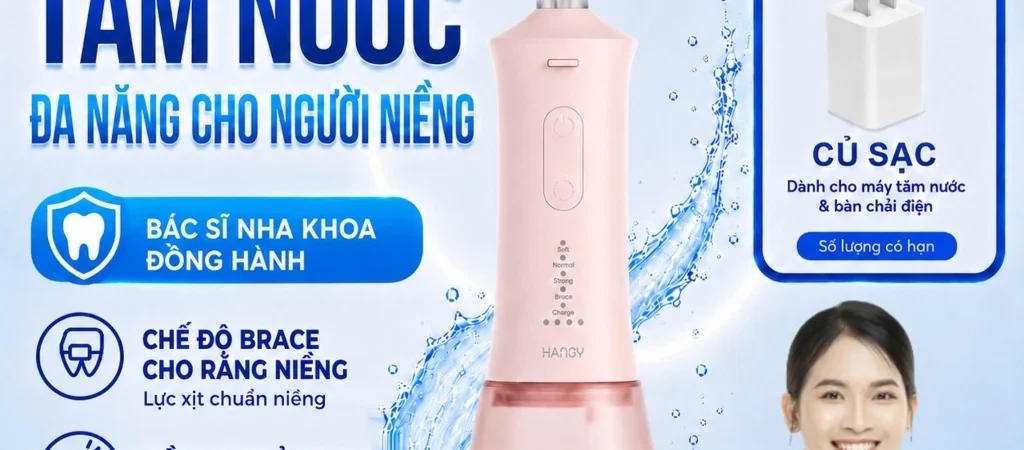 Máy tăm nước cầm tay HG23 & HN26 – Pin trâu, 4 chế độ