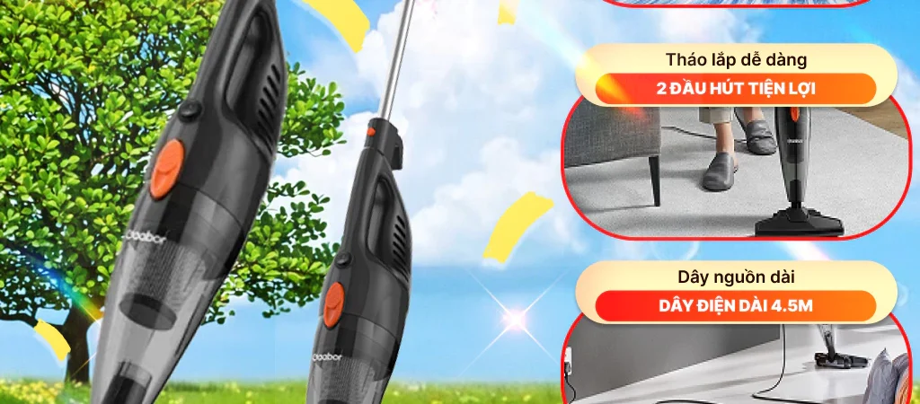 Máy hút bụi cầm tay Gaabor GVCW-M15AS 2in1 – 16000PA, dây 4.5m
