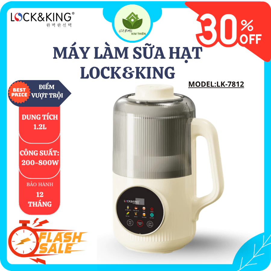 Máy làm sữa hạt Lock&King LK-7812 – Tự động, lưỡi dao 36 cánh